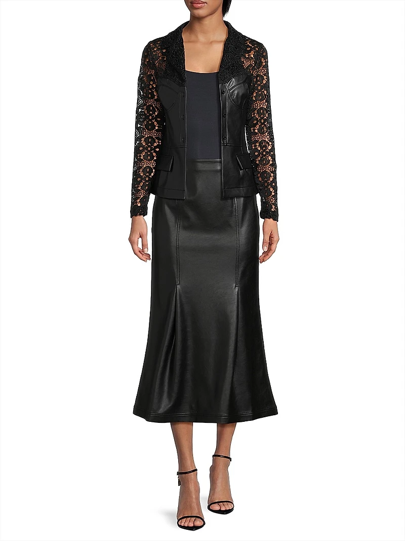 Lace & Vegan Leather Corset Jacket