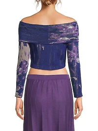 Watercolor Off-The-Shoulder Crop Top