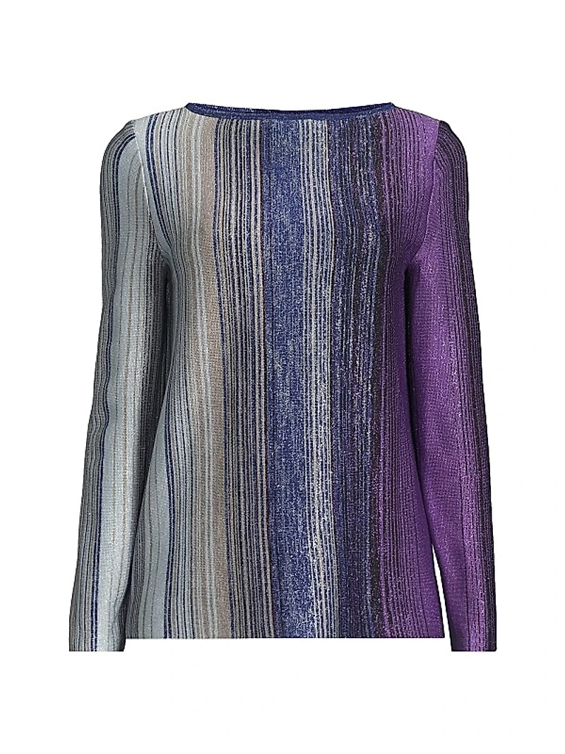 Striped Metallic Knit Tunic Top
