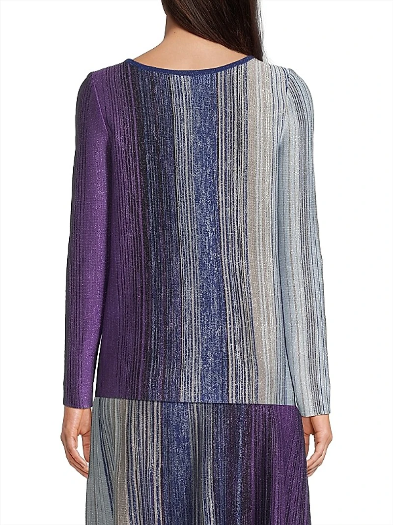 Striped Metallic Knit Tunic Top