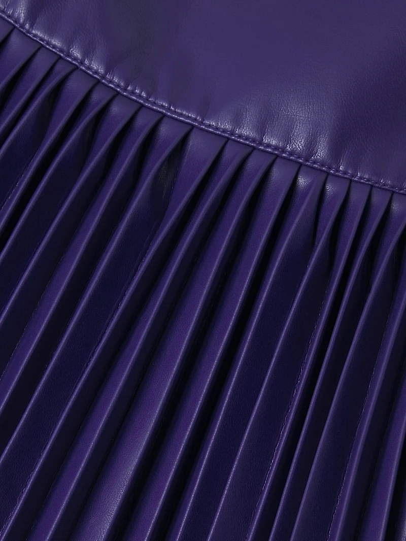 Faux-Leather Pleated Midi-Skirt