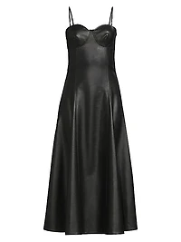 Faux-Leather Midi Dress