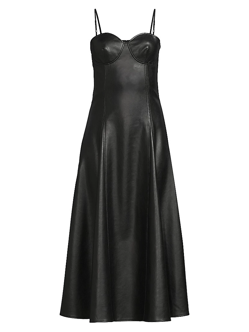 Faux-Leather Midi Dress