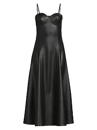 Faux-Leather Midi Dress