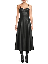 Faux-Leather Midi Dress