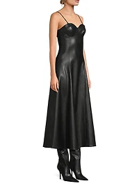 Faux-Leather Midi Dress