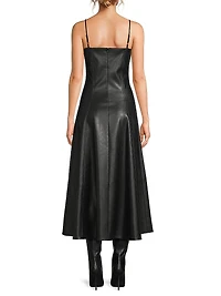 Faux-Leather Midi Dress