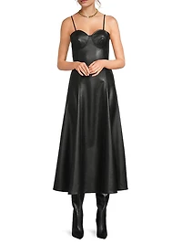 Faux-Leather Midi Dress