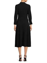 Sparkle Fit & Flare Stretch V-Neck Midi-Dress