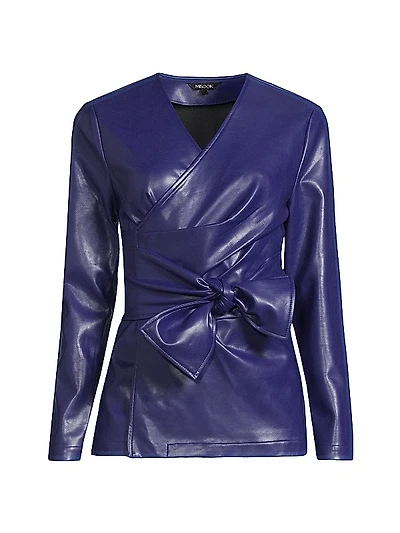 Faux-Leather Tie-Waist Jacket