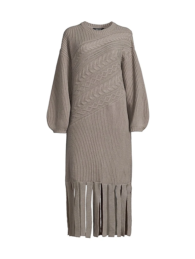 Cable-Knit Wool-Blend Midi-Dress