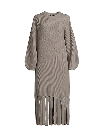 Cable-Knit Wool-Blend Midi-Dress