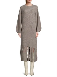 Cable-Knit Wool-Blend Midi-Dress