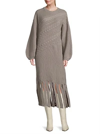 Cable-Knit Wool-Blend Midi-Dress