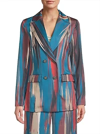 Brushstroke Abstract Double-Breasted Blazer