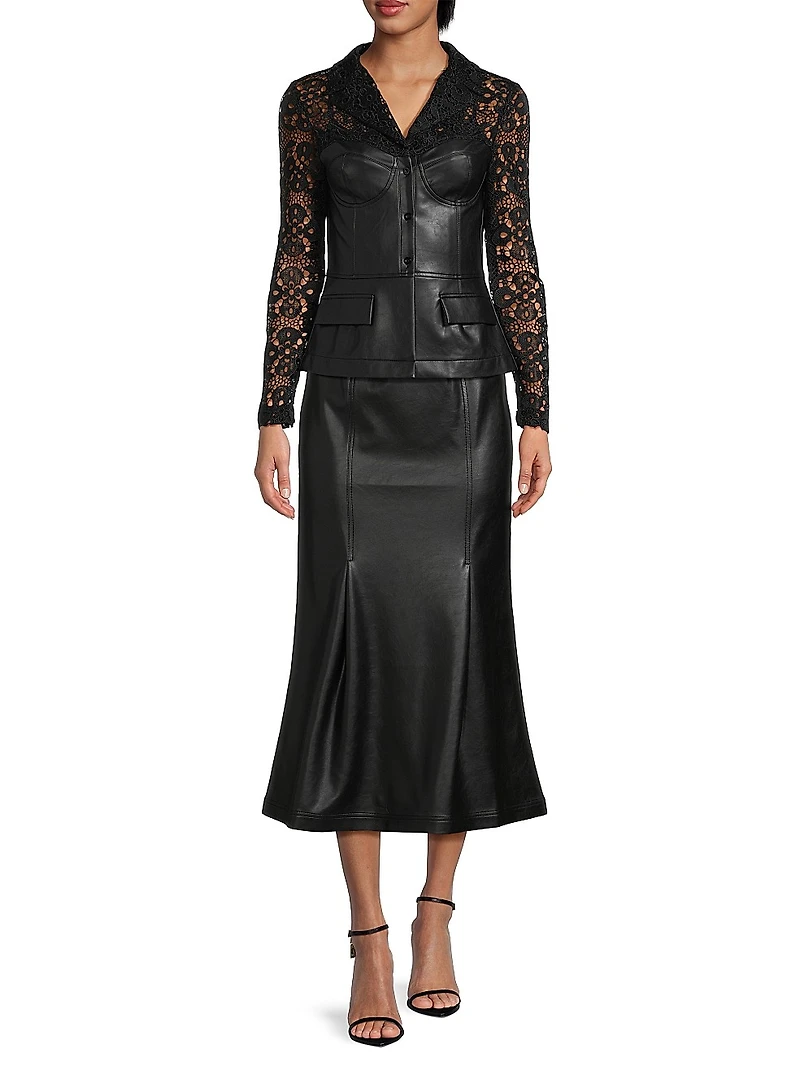 Vegan Leather Trumpet Maxi Skirt