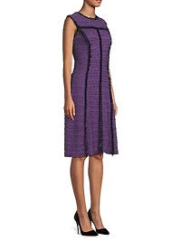 Tweed Fringe-Trim Midi-Dress
