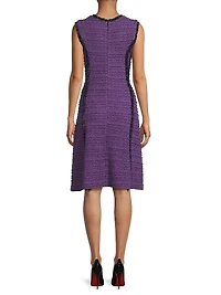 Tweed Fringe-Trim Midi-Dress
