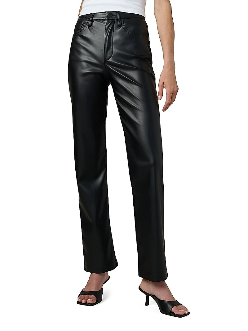 Margot Faux Leather High-Rise Straight-Leg Pants