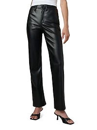 Margot Faux Leather High-Rise Straight-Leg Pants