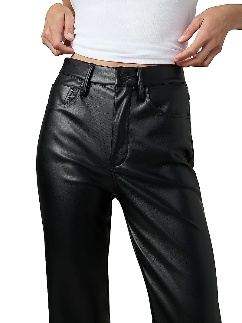 Margot Faux Leather High-Rise Straight-Leg Pants