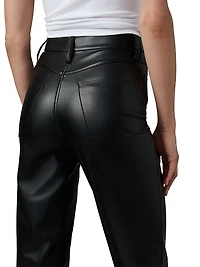 Margot Faux Leather High-Rise Straight-Leg Pants