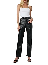 Margot Faux Leather High-Rise Straight-Leg Pants