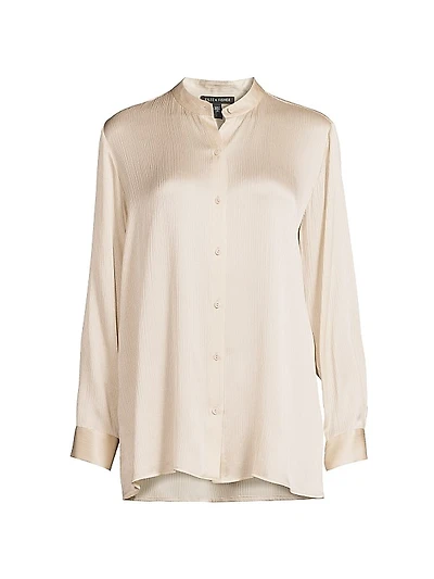 Plisse Silk Shirt