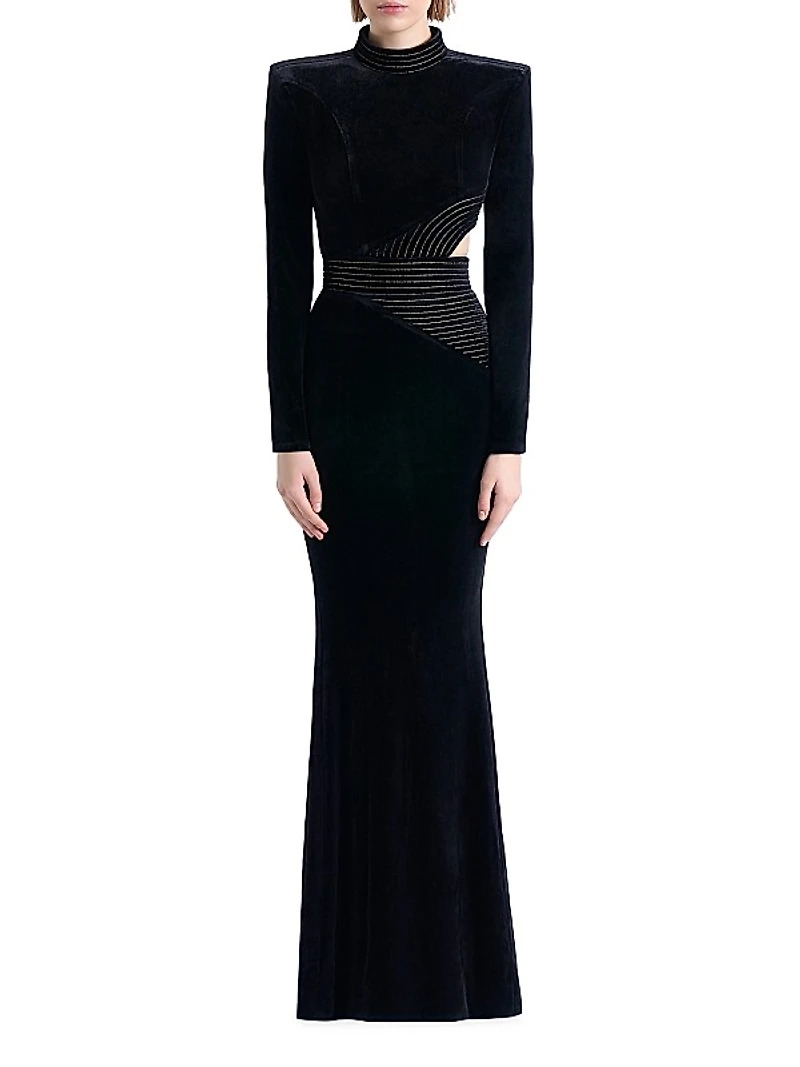 Message To Love Velvet Long-Sleeve Gown