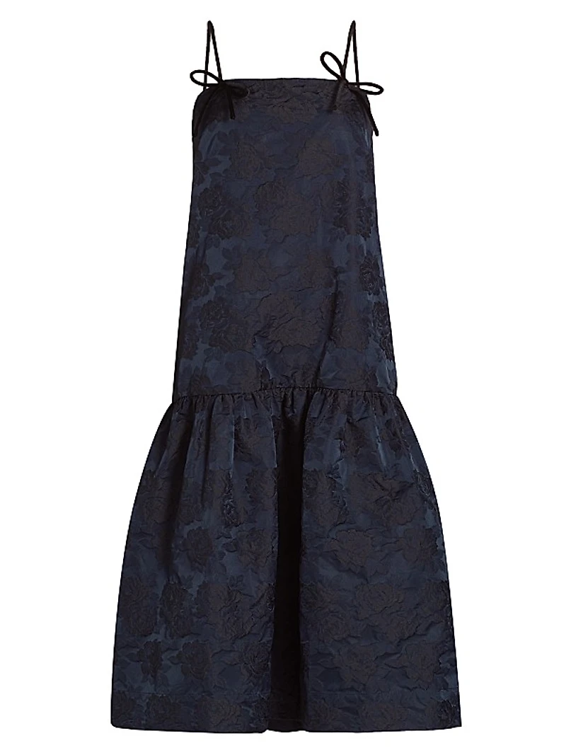 Floral Jacquard Midi-Dress