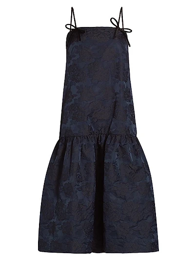 Floral Jacquard Midi-Dress