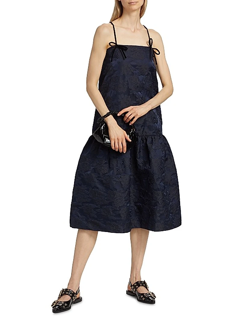 Floral Jacquard Midi-Dress