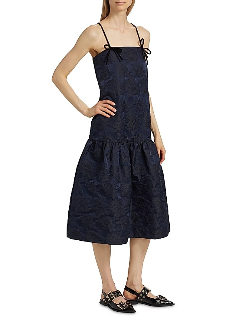 Floral Jacquard Midi-Dress