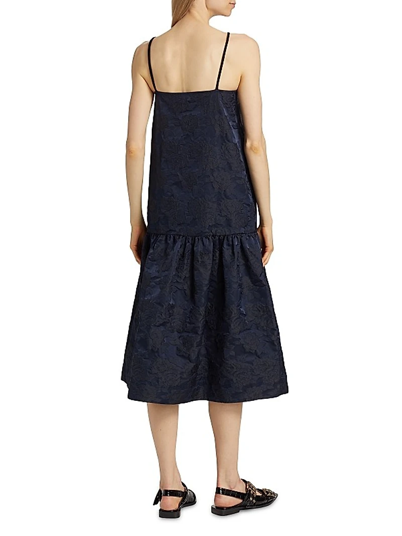 Floral Jacquard Midi-Dress