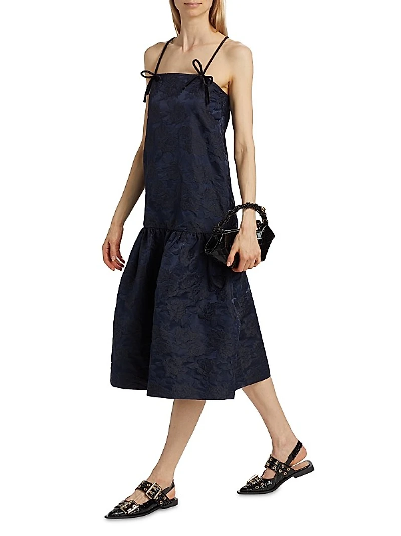 Floral Jacquard Midi-Dress