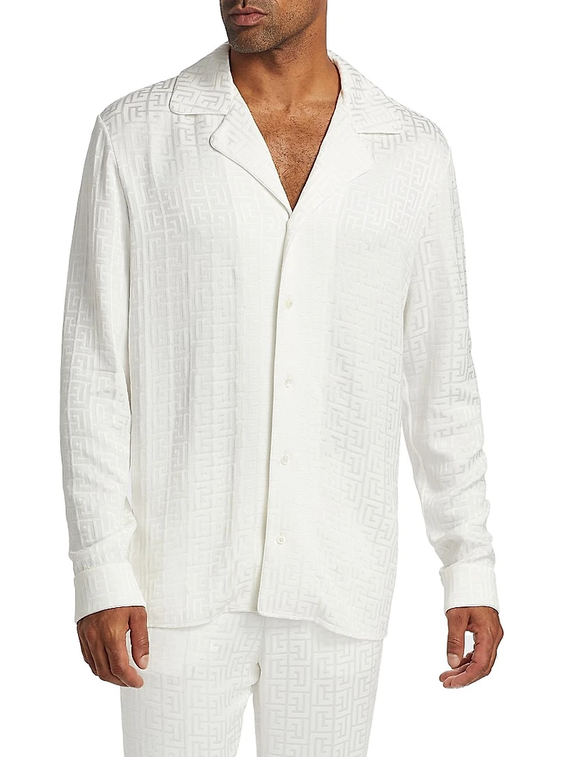 Monogram Jacquard Button-Front Shirt
