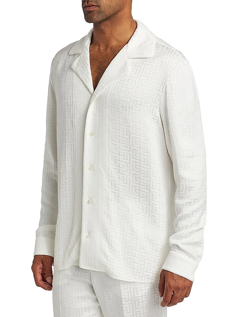 Monogram Jacquard Button-Front Shirt
