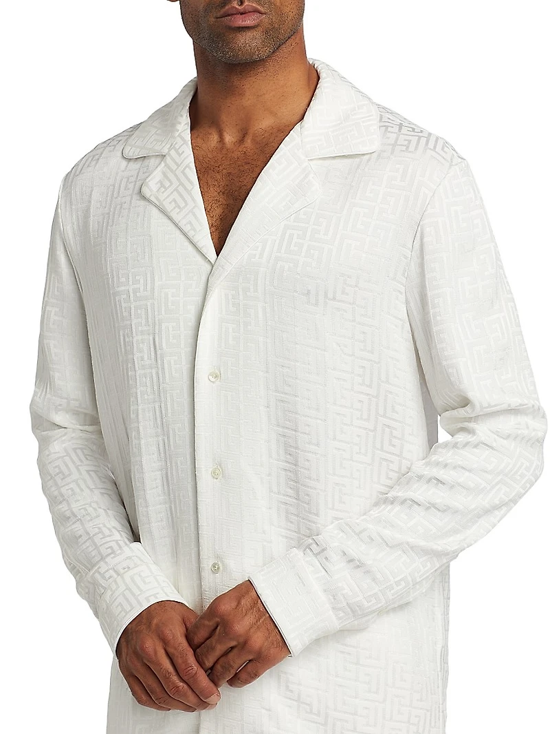 Monogram Jacquard Button-Front Shirt