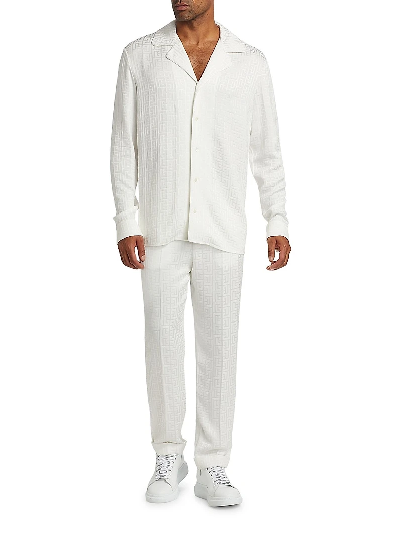 Monogram Jacquard Button-Front Shirt