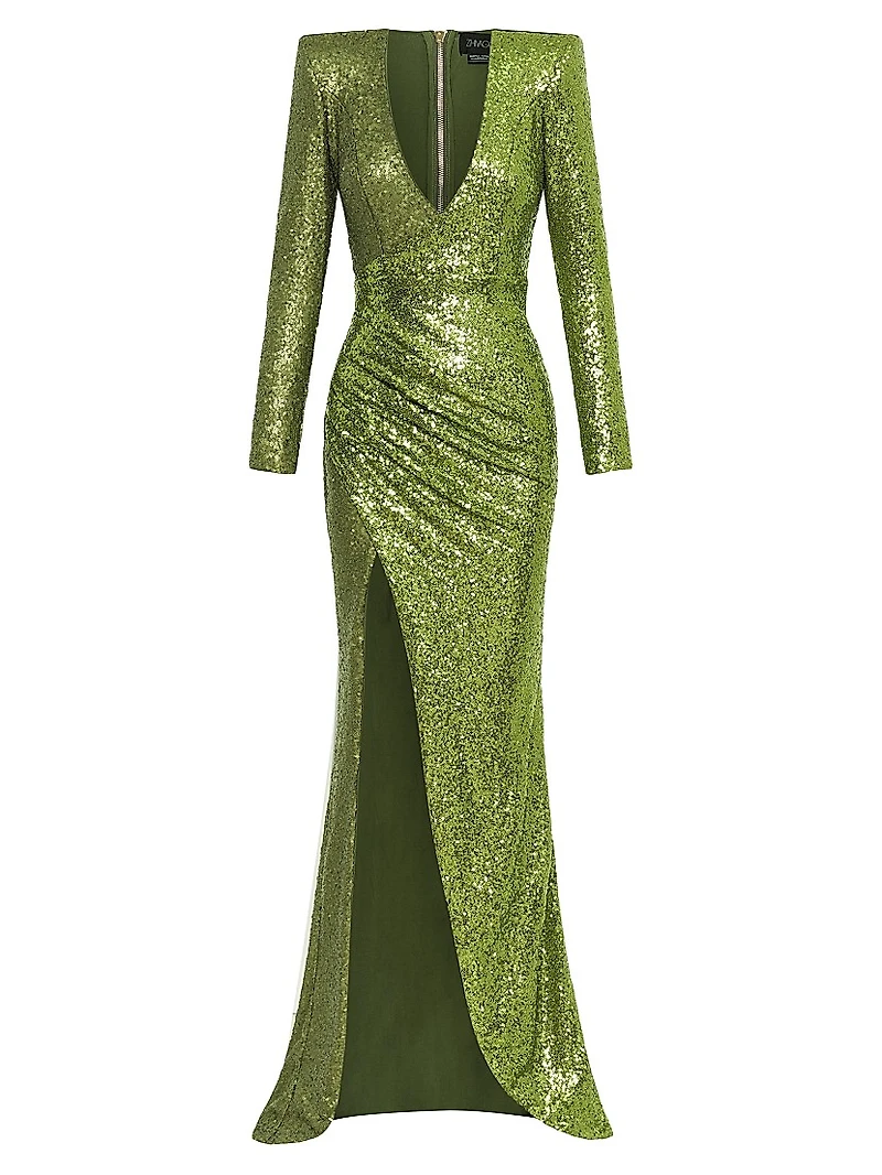 Perfume Exotico Sequined Wrap Gown