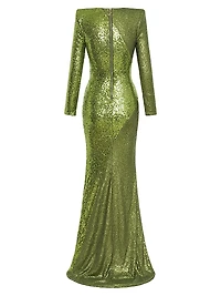 Perfume Exotico Sequined Wrap Gown