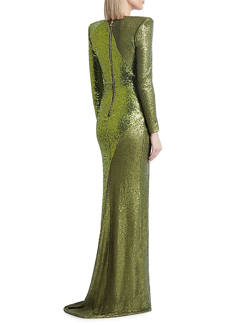 Perfume Exotico Sequined Wrap Gown