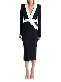 The Heiress Jersey V-Neck Midi-Dress