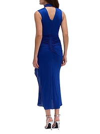 Sparkle Jersey Ruched Midi-Dress