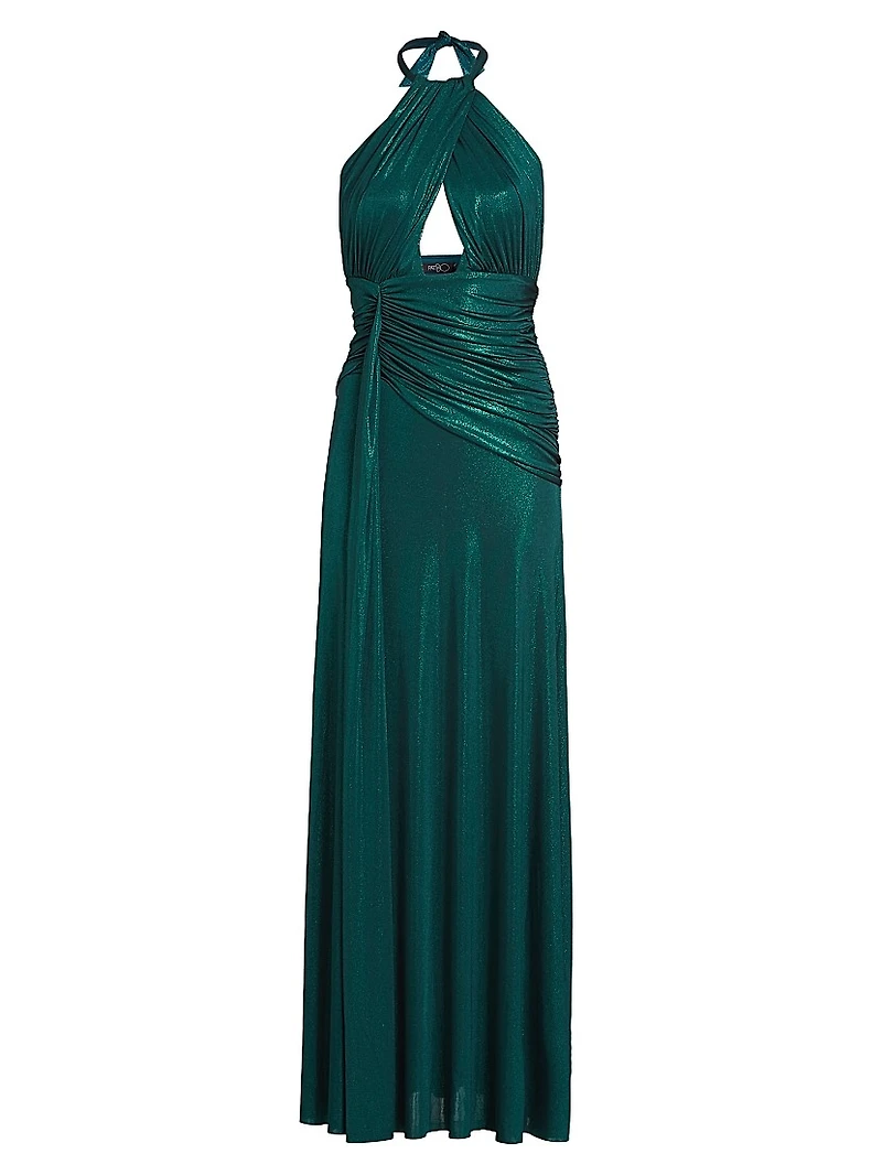 Metallic Jersey Halterneck Gown
