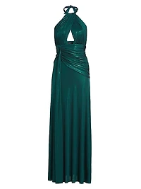 Metallic Jersey Halterneck Gown