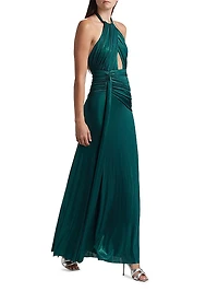 Metallic Jersey Halterneck Gown