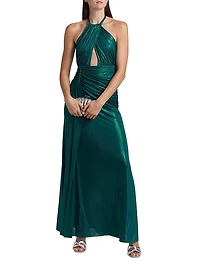 Metallic Jersey Halterneck Gown