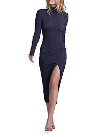 Jacquard Long-Sleeve Midi-Dress