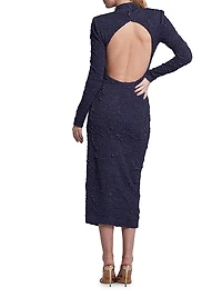 Jacquard Long-Sleeve Midi-Dress